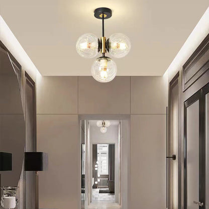 مصباح سقف شبه مدمج بثلاث مصابيح من مجموعة Modern Simplicity Hardware، بتصميم كرة زجاجية، لغرفة المعيشة 