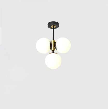 مصباح سقف شبه مدمج بثلاث مصابيح من مجموعة Modern Simplicity Hardware، بتصميم كرة زجاجية، لغرفة المعيشة 