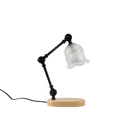 Traditional Rustic Adjustable Iron Lamp Arm Flower Glass Shade 1-Light Melting Wax Table Lamp For Bedroom