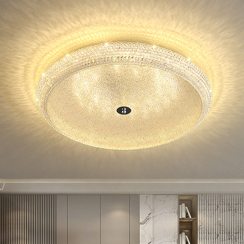 Contemporary Luxury Iron Crystal Round LED Flush Mount Ceiling Light For Bedroom