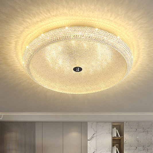 Contemporary Luxury Iron Crystal Round LED Flush Mount Ceiling Light For Bedroom