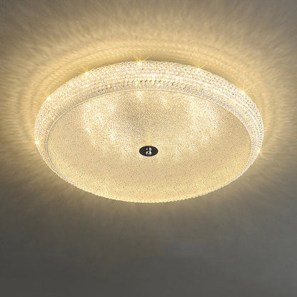 Contemporary Luxury Iron Crystal Round LED Flush Mount Ceiling Light For Bedroom