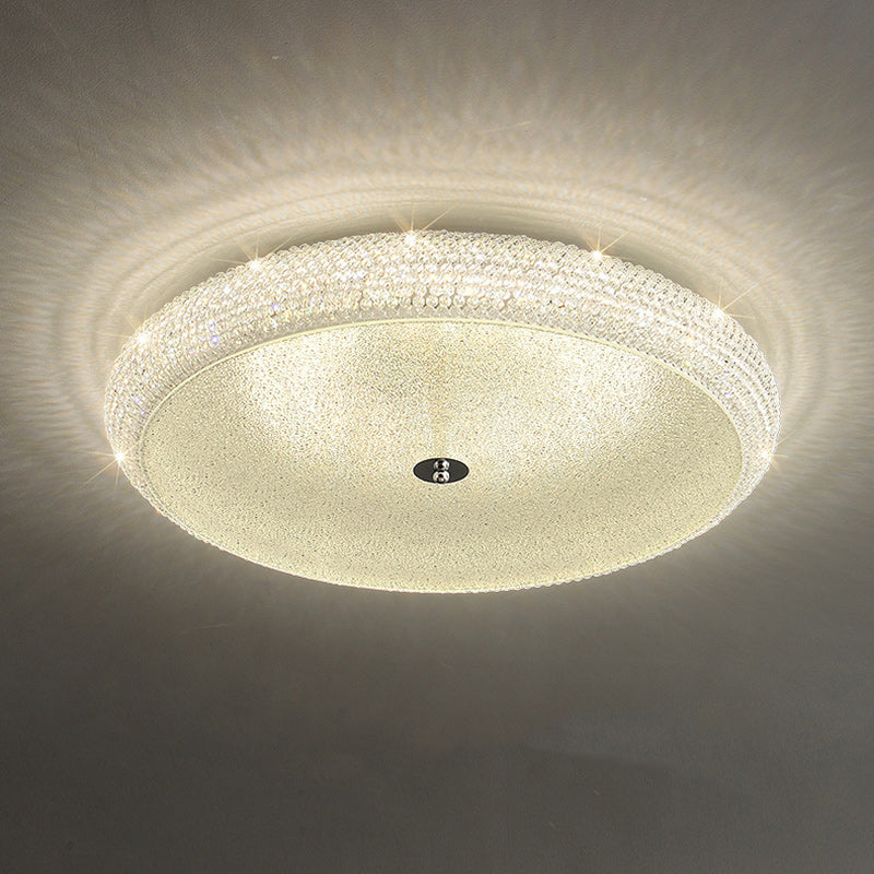 Contemporary Luxury Iron Crystal Round LED Flush Mount Ceiling Light For Bedroom