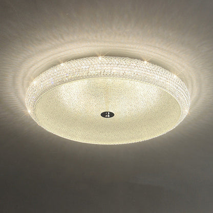 Contemporary Luxury Iron Crystal Round LED Flush Mount Ceiling Light For Bedroom