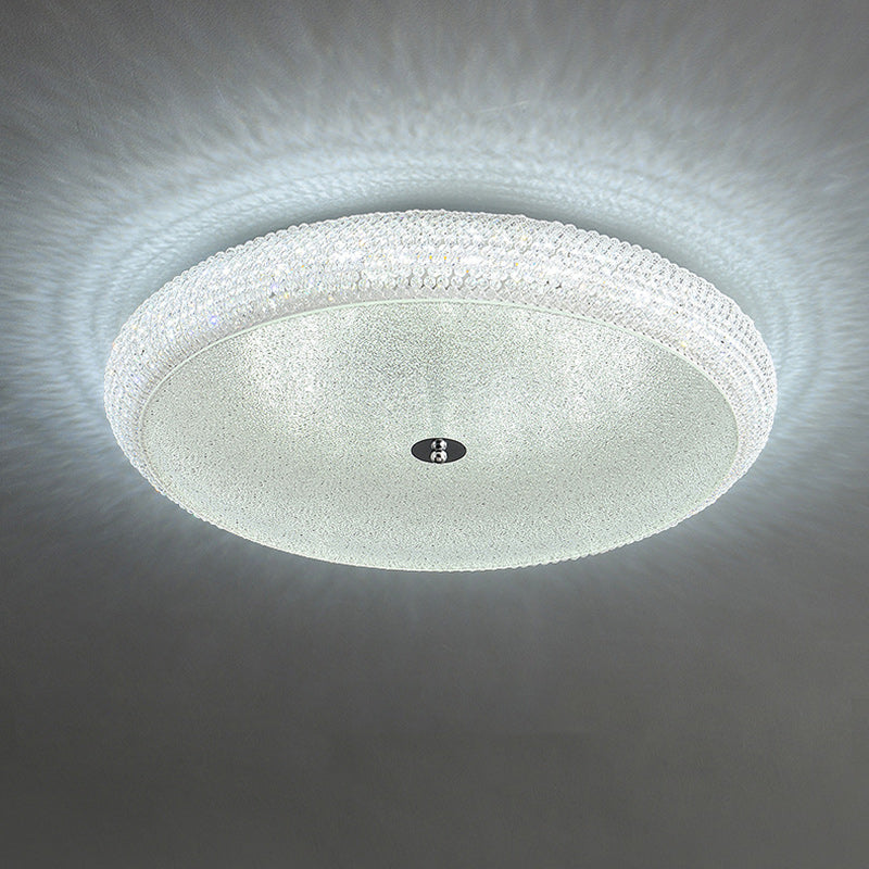 Contemporary Luxury Iron Crystal Round LED Flush Mount Ceiling Light For Bedroom