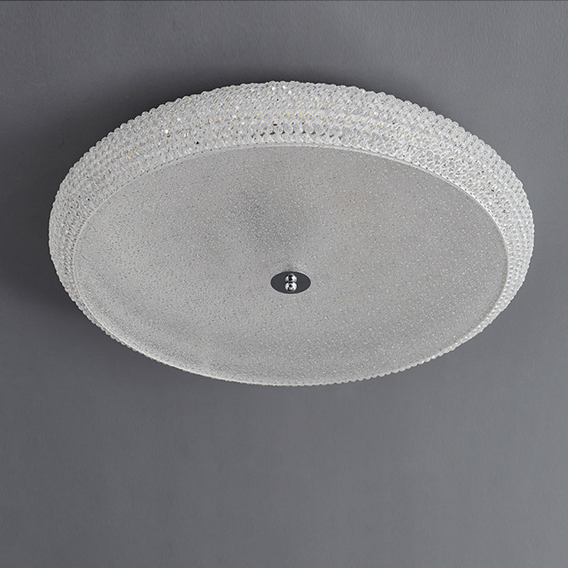 Contemporary Luxury Iron Crystal Round LED Flush Mount Ceiling Light For Bedroom