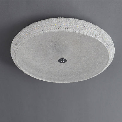 Contemporary Luxury Iron Crystal Round LED Flush Mount Ceiling Light For Bedroom
