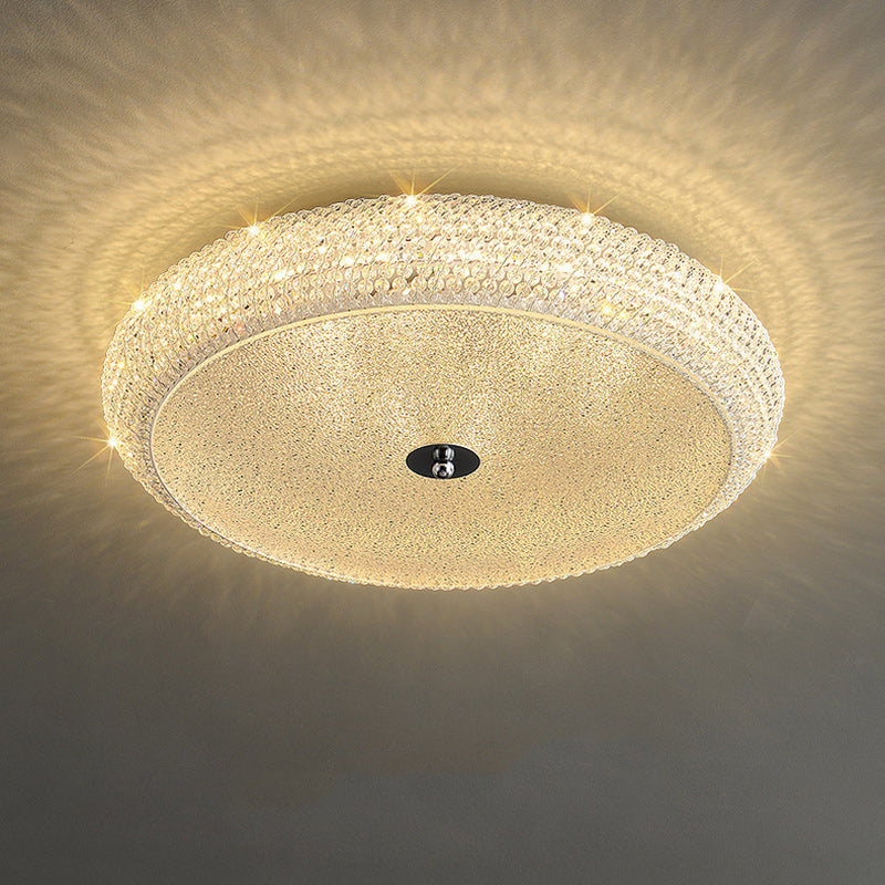 Contemporary Luxury Iron Crystal Round LED Flush Mount Ceiling Light For Bedroom