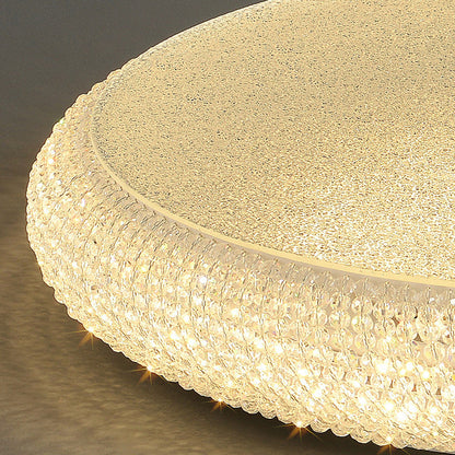 Contemporary Luxury Iron Crystal Round LED Flush Mount Ceiling Light For Bedroom