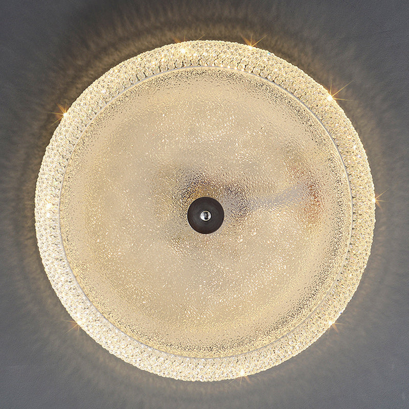 Contemporary Luxury Iron Crystal Round LED Flush Mount Ceiling Light For Bedroom