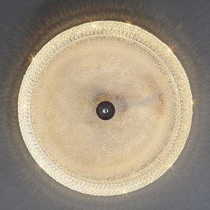 Contemporary Luxury Iron Crystal Round LED Flush Mount Ceiling Light For Bedroom