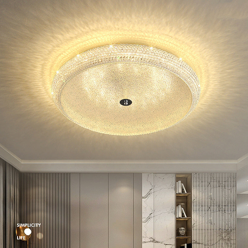 Contemporary Luxury Iron Crystal Round LED Flush Mount Ceiling Light For Bedroom