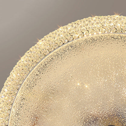 Contemporary Luxury Iron Crystal Round LED Flush Mount Ceiling Light For Bedroom