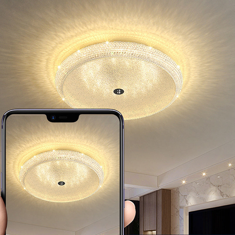 Contemporary Luxury Iron Crystal Round LED Flush Mount Ceiling Light For Bedroom