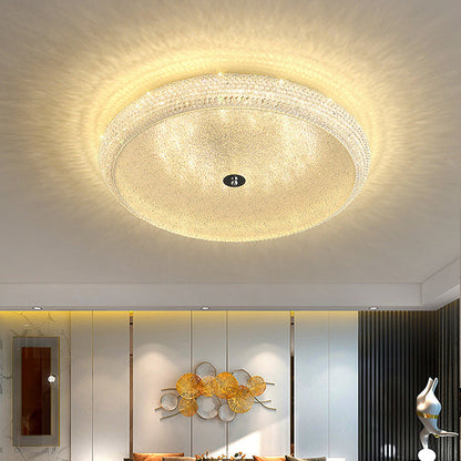 Contemporary Luxury Iron Crystal Round LED Flush Mount Ceiling Light For Bedroom