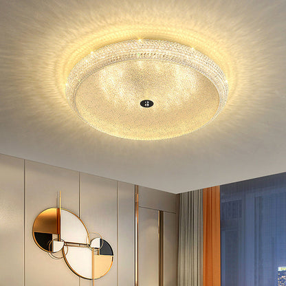 Contemporary Luxury Iron Crystal Round LED Flush Mount Ceiling Light For Bedroom