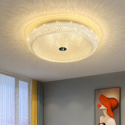 Contemporary Luxury Iron Crystal Round LED Flush Mount Ceiling Light For Bedroom
