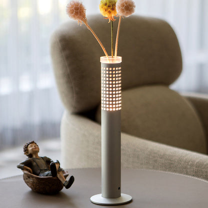 Modern Minimalist Flower-insertable Plastic Column USB Rechargeable LED Table Lamp For Bedroom