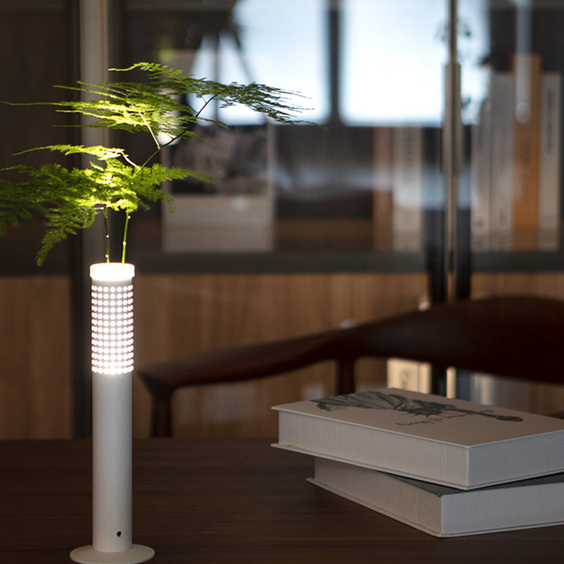 Modern Minimalist Flower-insertable Plastic Column USB Rechargeable LED Table Lamp For Bedroom