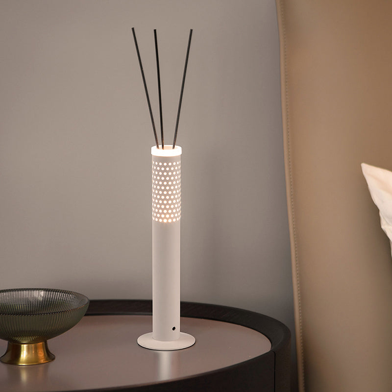 Modern Minimalist Flower-insertable Plastic Column USB Rechargeable LED Table Lamp For Bedroom