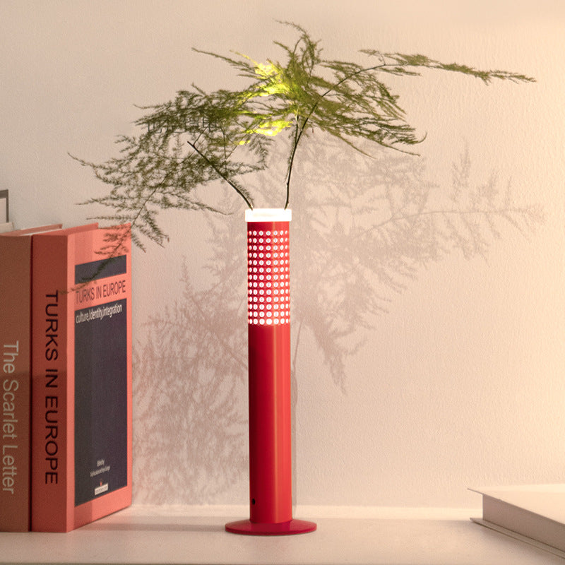 Modern Minimalist Flower-insertable Plastic Column USB Rechargeable LED Table Lamp For Bedroom