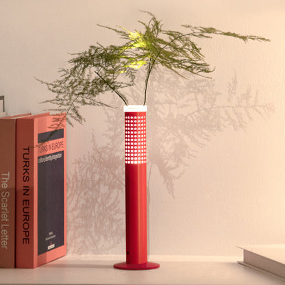 Modern Minimalist Flower-insertable Plastic Column USB Rechargeable LED Table Lamp For Bedroom