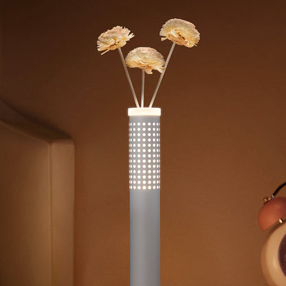 Modern Minimalist Flower-insertable Plastic Column USB Rechargeable LED Table Lamp For Bedroom