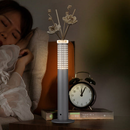 Modern Minimalist Flower-insertable Plastic Column USB Rechargeable LED Table Lamp For Bedroom