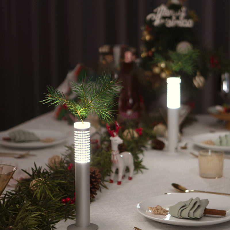 Modern Minimalist Flower-insertable Plastic Column USB Rechargeable LED Table Lamp For Bedroom