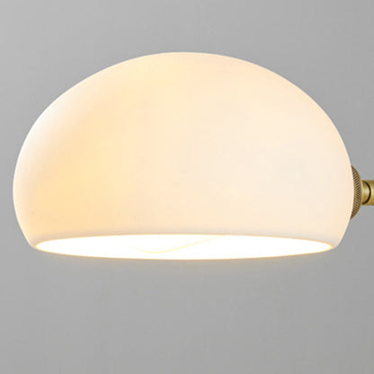 Traditional Vintage Brass Ash Wood Ceramic Round Shade 1-Light Wall Sconce Lamp For Living Room