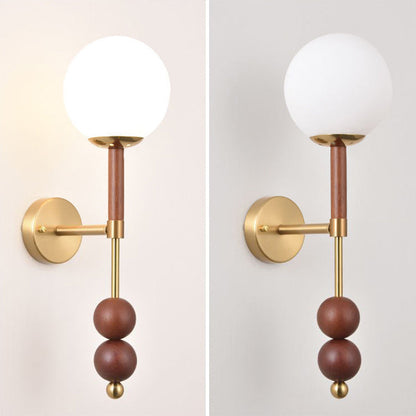 Traditional French Glass Ball Shade Hardware 1-Light Wall Sconce Lamp For Living Room