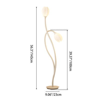 Modern Art Deco PE Tulip Shade Iron 2-Light Standing Floor Lamp For Living Room