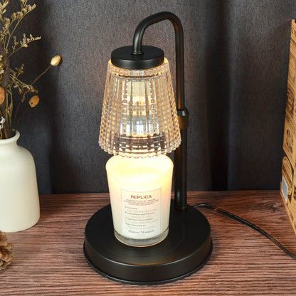 Modern Simplicity Iron Glass Cylinder Shade 1-Light Melting Wax Table Lamp For Bedroom
