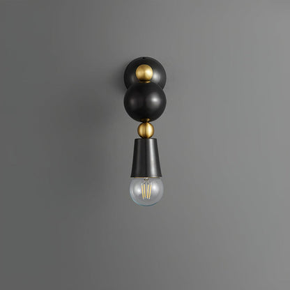 Contemporary Scandinavian Copper Glass Geometric Round 1-Light Wall Sconce Lamp For Bedroom