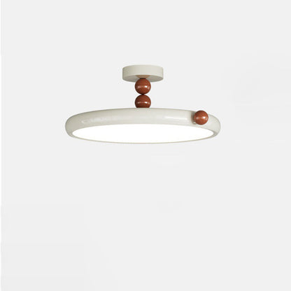 Contemporary Scandinavian Macaron Hardware Glass Round Shade LED Semi-Flush Mount Ceiling Light For Living Room