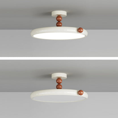 Contemporary Scandinavian Macaron Hardware Glass Round Shade LED Semi-Flush Mount Ceiling Light For Living Room
