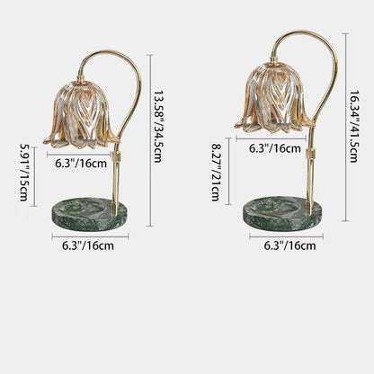 Modern Simplicity Iron Glass Flower Shade Marble Base 1-Light Melting Wax Table Lamp For Bedroom