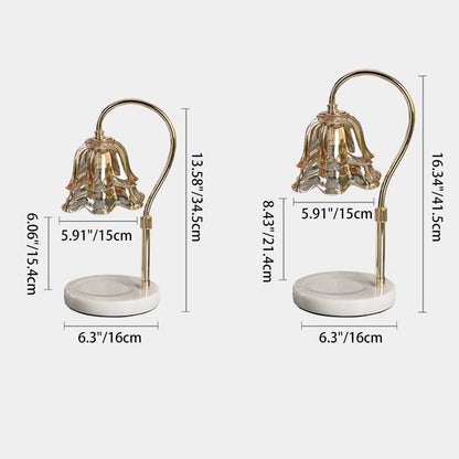 Modern Simplicity Iron Glass Flower Shade Marble Base 1-Light Melting Wax Table Lamp For Bedroom