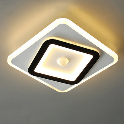 Modern Minimalist Geometry Square Iron Acrylic LED Flush Mount Ceiling Light For Living Room