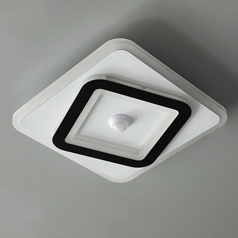 Modern Minimalist Geometry Square Iron Acrylic LED Flush Mount Ceiling Light For Living Room