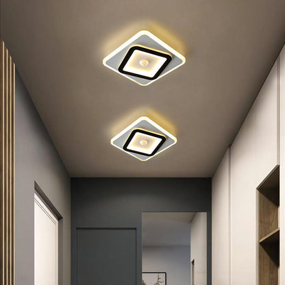 Modern Minimalist Geometry Square Iron Acrylic LED Flush Mount Ceiling Light For Living Room