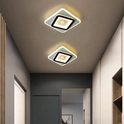 Modern Minimalist Geometry Square Iron Acrylic LED Flush Mount Ceiling Light For Living Room