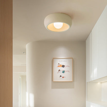 Contemporary Scandinavian Iron Glass Round Shade 1-Light Flush Mount Ceiling Light For Living Room
