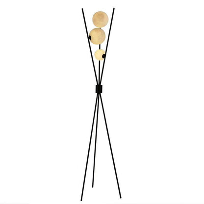 Contemporary Creative PLA 3D Moon Shade Iron Geometric Straight Line 3-Light Standing Floor Lamp For Living Room