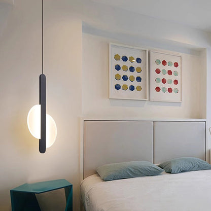 Contemporary Scandinavian Geometric Circle Acrylic Iron LED Pendant Light For Bedroom