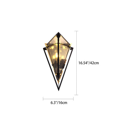 Contemporary Creative Rhombic Hardware Glass 1-Light Wall Sconce Lamp For Bedroom