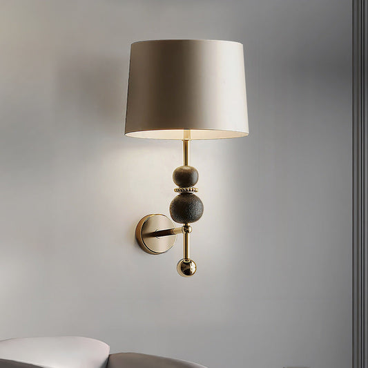 Modern Eclectic Iron Fabric Cylinder Shade 1-Light Wall Sconce Lamp For Bedroom
