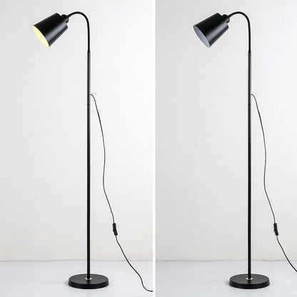 Contemporary Nordic Cylinder Iron Shade Arc Rod 1-Light Standing Floor Lamp For Living Room