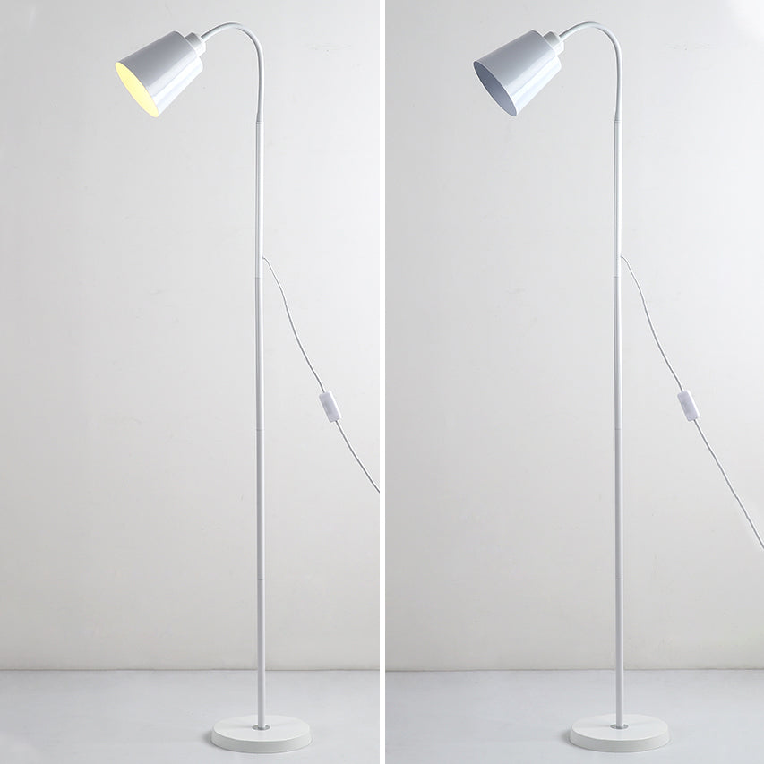Contemporary Nordic Cylinder Iron Shade Arc Rod 1-Light Standing Floor Lamp For Living Room