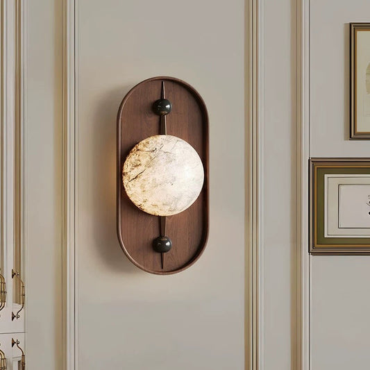 Traditional French Oval Iron Marble Spherical Shade 1-Light Wall Sconce Lamp For Living Room